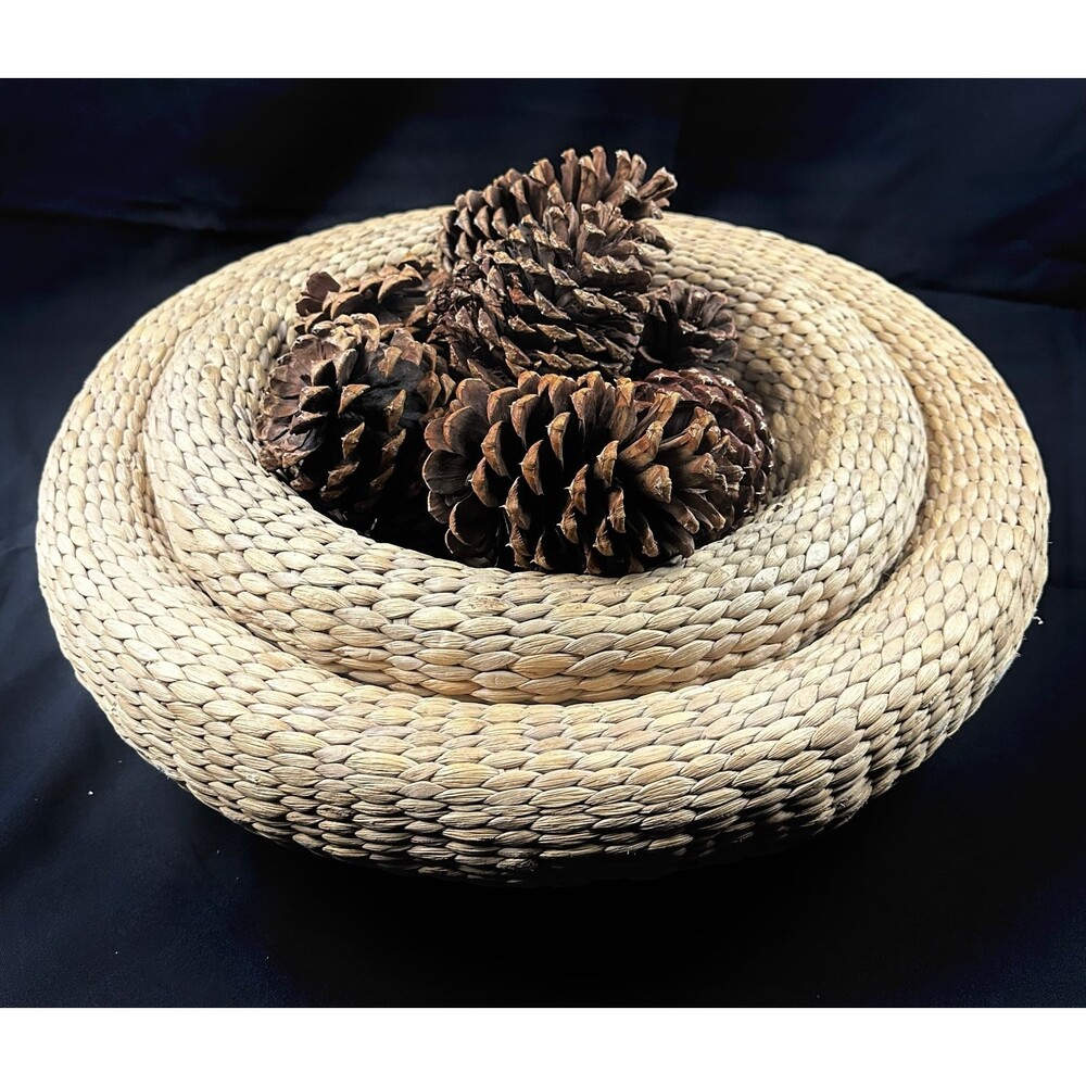 Set of 2 Large Wicker Trays Brown